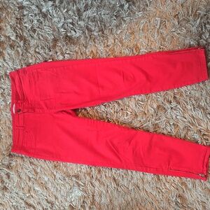 Calvin Klein Red Pants with Zipper Detail